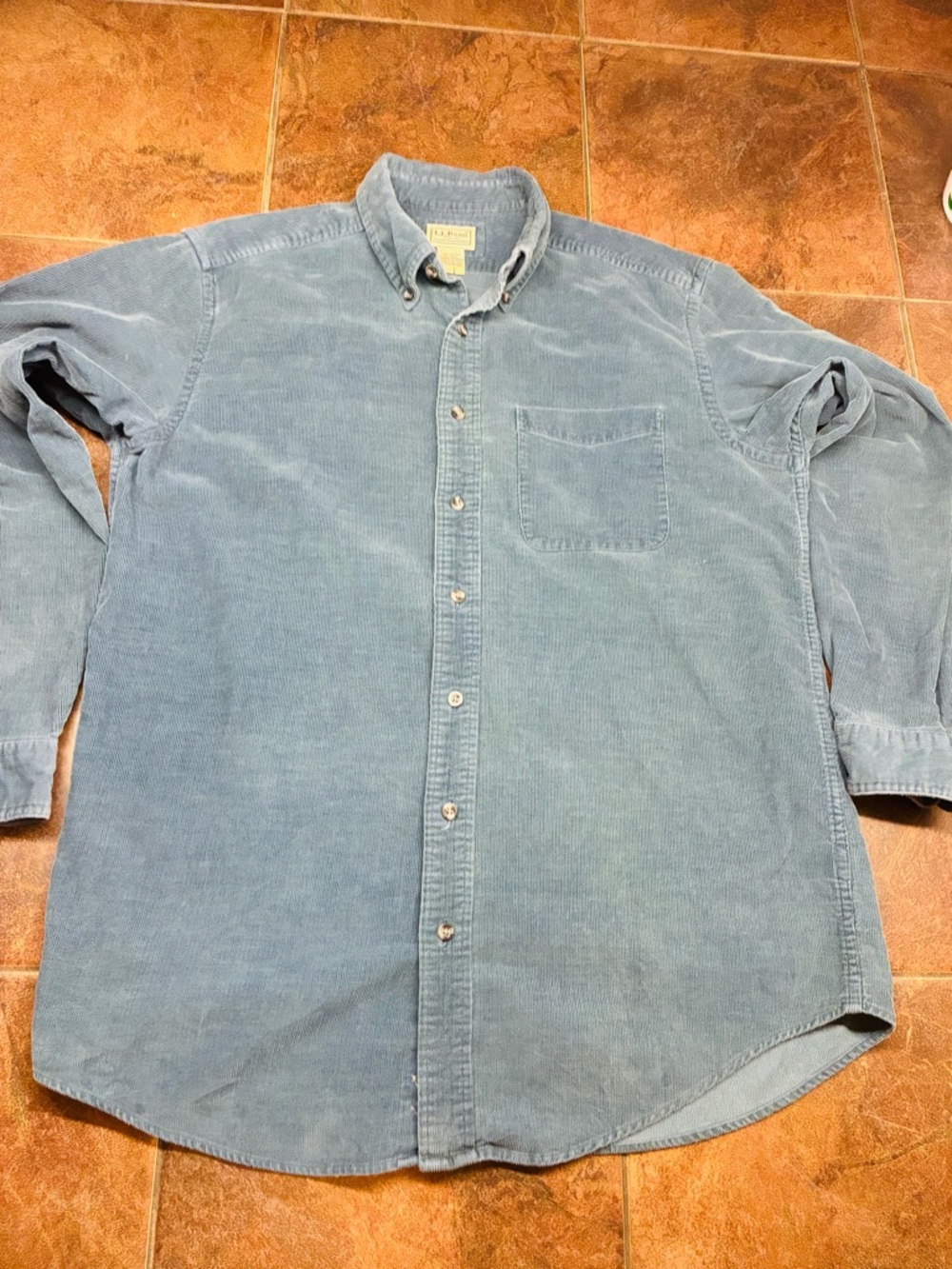 L.L. Bean Light Blue Corduroy Button-Down Shirt